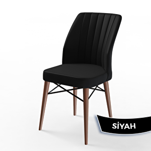 Nef Serisi 70x114 Açılabilir Mdf Beyaz Ceviz Ayak Masa Takımı Ve 6 Siyah Sandalye