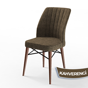 Nef Serisi 70x114 Açılabilir Mdf Beyaz Ceviz Ayak Masa Takımı Ve 6 Kahverengi Sandalye