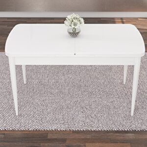 Nef Serisi 70x114 Açılabilir Mdf Beyaz Masa Takımı Ve 6 Cappucino Sandalye Cappucino
