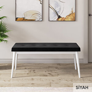 Elf Serisi 80x132 Açılabilir Beyaz Masa Takımı 4 Siyah Sandalye Ve 1 Bench