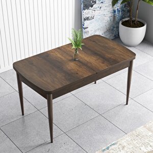 Han Serisi 70x114 Açılabilir Mdf Barok Ahşap Desen Masa Takımı Ve 6 Siyah Sandalye Siyah