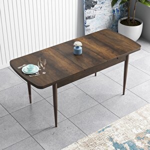 Han Serisi 70x114 Açılabilir Mdf Barok Ahşap Desen Masa Takımı Ve 6 Kahverengi Sandalye Kahverengi