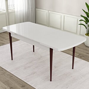 Eta Serisi 80x132 Açılabilir Mdf Beyaz Ceviz Ayak Masa Takımı Ve 4 Krem Sandalye