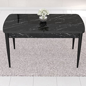 Kar Serisi 80x132 Açılabilir Mdf Siyah Mermer Desen Masa Takımı Ve 4 Cappucino Sandalye Cappucino