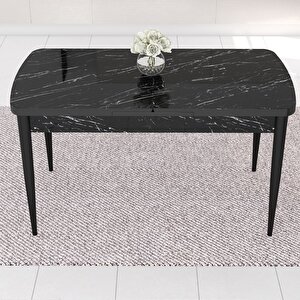 Nef Serisi 70x114 Açılabilir Mdf Siyah Mermer Desen Masa Takımı Ve 4 Gri Sandalye Gri