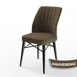 Nef Serisi 70x114 Açılabilir Mdf Siyah Mermer Desen Masa Takımı Ve 4 Kahverengi Sandalye