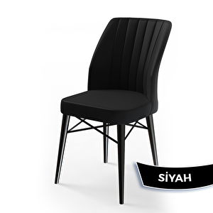 Nef Serisi 70x114 Açılabilir Mdf Siyah Mermer Desen Masa Takımı Ve 4 Siyah Sandalye