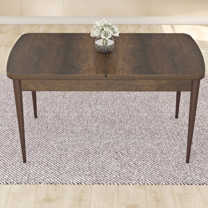 Kar Serisi 80x132 Açılabilir Mdf Barok Ahşap Desen Masa Takımı 4 Cappucino Sandalye Ve 1 Bench Cappucino