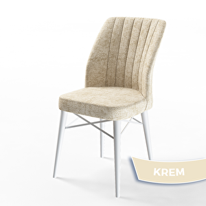 Nef Serisi 70x114 Açılabilir Mdf Beyaz Mermer Desen Masa Takımı Ve 4 Krem Sandalye