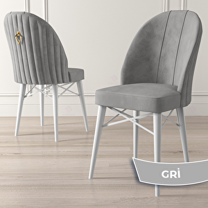 Elf Serisi 80x132 Açılabilir Beyaz Mermer Desen Masa Takımı Ve 6 Gri Sandalye