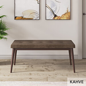 Kar Serisi 80x132 Açılabilir Mdf Beyaz Ceviz Ayak Masa Takımı 4 Kahverengi Sandalye Ve 1 Bench