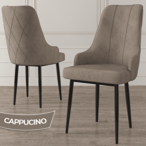 Eta Serisi 80x132 Açılabilir Mdf Siyah Mermer Desen Masa Takımı 4 Cappucino Sandalye Ve 1 Bench