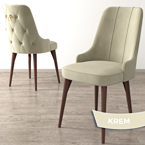 Lav Serisi 80x132 Siyah Mermer Desen Ceviz Ayak Masa Takımı 4 Krem Sandalye Ve 1 Bench Krem