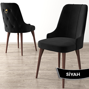 Lav Serisi 80x132 Siyah Mermer Desen Ceviz Ayak Masa Takımı 4 Siyah Sandalye Ve 1 Bench Siyah