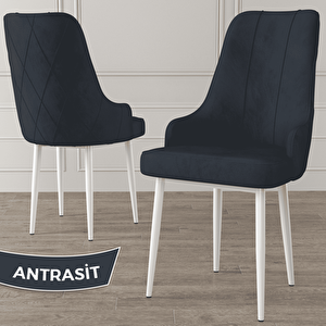 Eta Serisi 80x132 Açılabilir Mdf Beyaz Masa Takımı 4 Antrasit Sandalye Ve 1 Bench