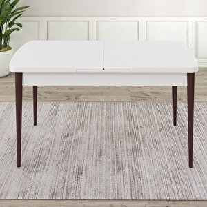 Eta Serisi 80x132 Açılabilir Mdf Beyaz Ceviz Ayak Masa Takımı 4 Krem Sandalye Ve 1 Bench Krem