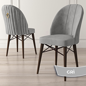 Elf Serisi 80x132 Açılabilir Barok Ahşap Desen Masa Takımı 4 Gri Sandalye Ve 1 Bench