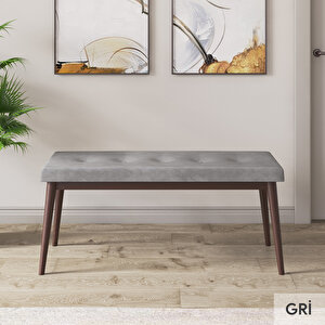 Elf Serisi 80x132 Açılabilir Barok Ahşap Desen Masa Takımı 4 Gri Sandalye Ve 1 Bench