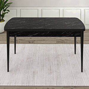 Eta Serisi 80x132 Açılabilir Mdf Siyah Mermer Desen Masa Takımı Ve 6 Cappucino Sandalye Cappucino