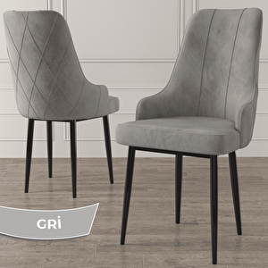 Eta Serisi 80x132 Açılabilir Mdf Siyah Mermer Desen Masa Takımı Ve 6 Gri Sandalye
