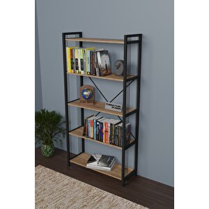 Telli Metal Kitaplık 5 Raflı Atlantik Çam