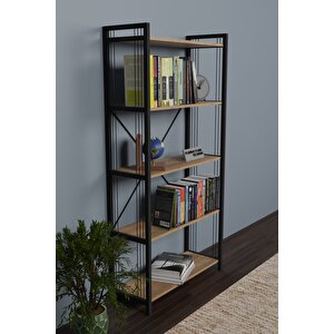 Telli Metal Kitaplık 5 Raflı Atlantik Çam