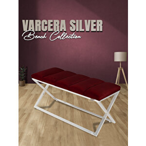 Varcera Silver -kapitoneli Dilimli Model Puf & Bench & Koltuk & Oturma Bankı & Yatak Odası Önü Bordo
