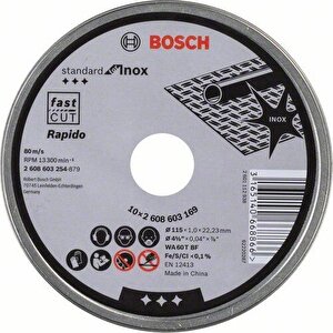 Bosch 115x1 Paslanmaz İnox Metal Kesici Taş İnce 10 Adet