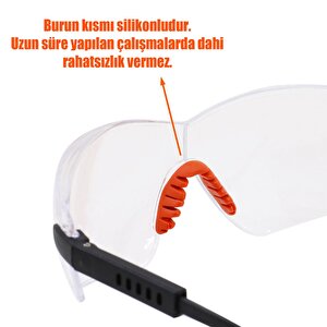 İş Güvenlik Gözlüğü Koruyucu Silikonlu Çapak Gözlük S300 Şeffaf