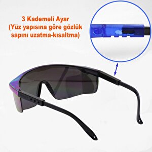 S400 İş Güvenlik Gözlüğü Kulak Ayarlı Koruyucu Gözlük Gökkuşağı
