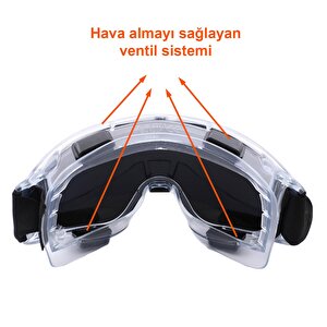 İş Güvenlik Gözlüğü Antifog Buğulanmaz Koruyucu Gözlük Ventilli S550 Gümüş