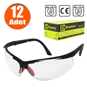 İş Güvenlik Gözlüğü Koruyucu Silikonlu Gözlük S600 Şeffaf (12 Adet)