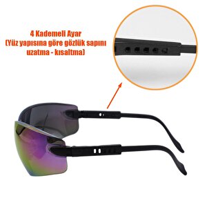 İş Güvenlik Gözlüğü Koruyucu Silikon Burunlu Çapak Gözlük S300 Gökkuşağı