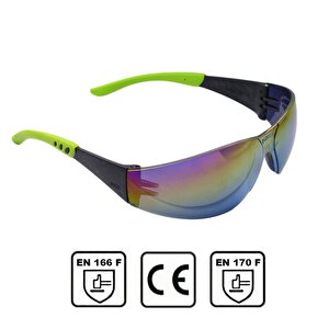 İş Güvenlik Gözlüğü Koruyucu Silikonlu Çapak Gözlük S500 Gökkuşağı