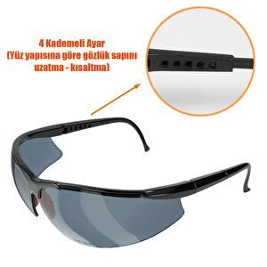 İş Güvenlik Gözlüğü Koruyucu Silikonlu Gözlük S600 Füme (12 Adet)