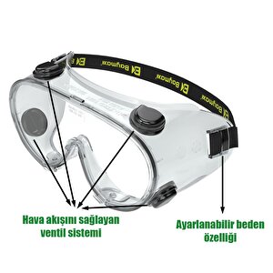 S1551 Ventilli Koruyucu Gözlük Şeffaf Google İş Güvenlik Gözlüğü