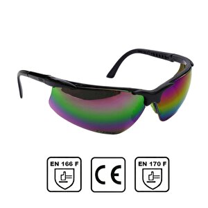 İş Güvenlik Gözlüğü Koruyucu Silikonlu Çapak Gözlük S600 Gökkuşağı