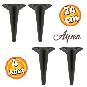 Aspen Lüks Mobilya Kanepe Sehpa Puf Koltuk Ayağı Siyah Baza Ayak  24 Cm (4 Adet)