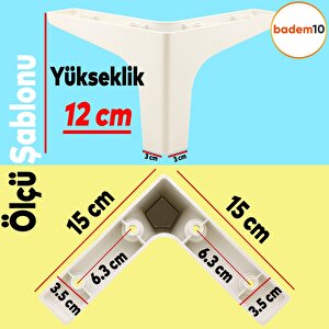 Sedef Lüks Mobilya Kanepe Sehpa Tv Ünitesi Koltuk Ayağı 12 Cm Beyaz Ayak (4 Adet)