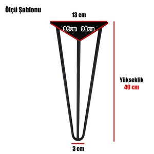 Üçgen Mobilya Masa Sehpa Ayağı 40 Cm Mat Siyah Metal Ayak
