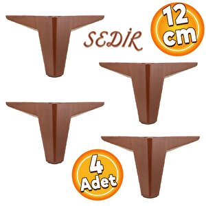 Sedir Lüks Mobilya Kanepe Sehpa Tv Ünitesi Koltuk Ayağı 12 Cm Ahşap Desenli Kahverengi Ayak 4 Adet
