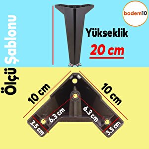 Sedir Lüks Mobilya Kanepe Sehpa Tv Ünitesi Koltuk Ayağı 20 Cm Siyah Baza Ayak 4 Adet