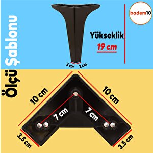 Sedef Lüks Mobilya Kanepe Sehpa Tv Ünitesi Koltuk Ayağı 19 Cm Siyah Baza Ayak 4 Adet