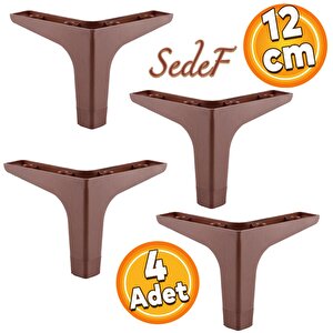 Sedef Lüks Mobilya Kanepe Sehpa Tv Ünitesi Koltuk Ayağı 12 Cm Ceviz Ahşap Desenli Ayak (4 Adet)