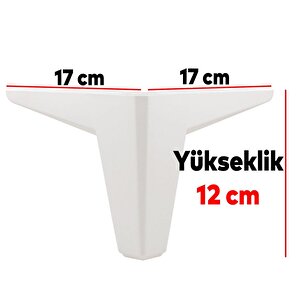 Sedir Lüks Mobilya Kanepe Sehpa Tv Ünitesi Koltuk Ayağı 12 Cm Beyaz Baza Ayak 4 Adet