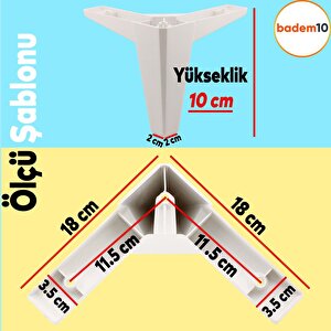 Sedir Lüks Mobilya Kanepe Sehpa Tv Ünitesi Koltuk Ayağı 10 Cm Beyaz Baza Ayak 4 Adet