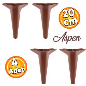 Aspen Lüks Mobilya Kanepe Sehpa Puf Koltuk Ayağı  Kahverengi Baza Ayak 20 Cm (4 Adet)