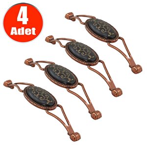 Seçil Çekmece Dolap Kapak Kulpu Kulbu 128 Mm Antik Bakır Metal Kulp (4 Adet)