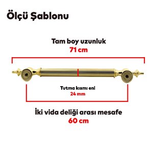 Çukurca Sürgülü Kapı Çekme Kolu Tutma Kulpu Kulbu Çelik Dış Kapı Tutamağı Kol Gol Altın 60 Cm