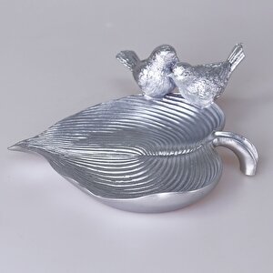 Dekoratif Kuşlu Tabak Gümüş
